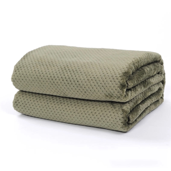 Waffle Weave Pattern Flannel Fleece Throw Blanket With Multi - Image 4