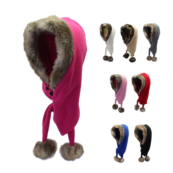 Custom Label Unisex Thermal Plush Fleece Neck Warming Beanie - Image 1