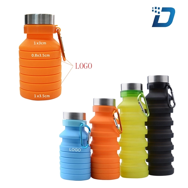 550ML/18 oz Telescopic Silicone Sports Water Bottle - Image 1