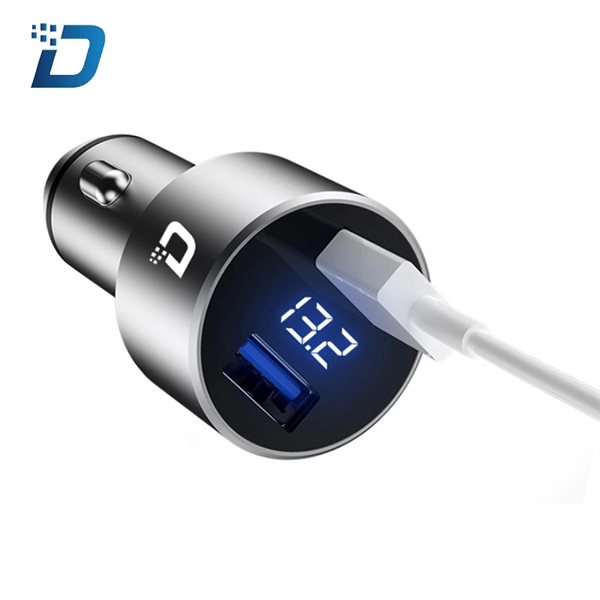2.4A Dual Port Aluminum USB Car Charger With Voltage Digital - Image 2