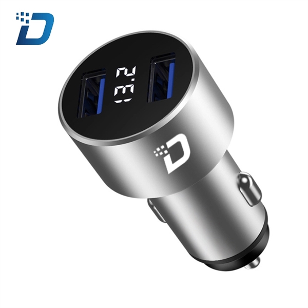 2.4A Dual Port Aluminum USB Car Charger With Voltage Digital - Image 3