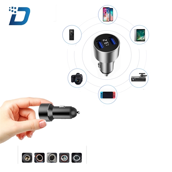 2.4A Dual Port Aluminum USB Car Charger With Voltage Digital - Image 4