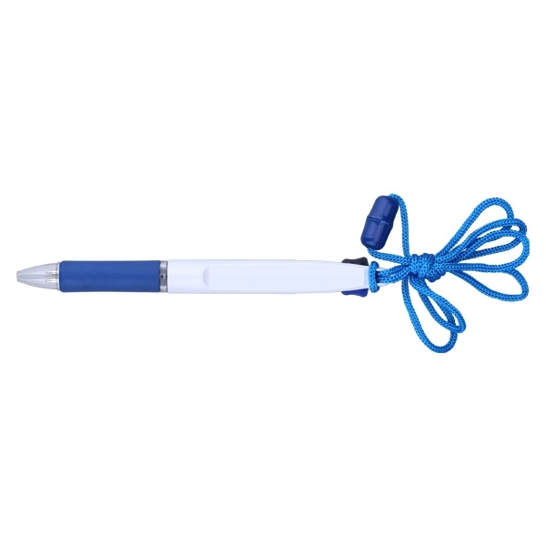 Two-Color Ink Ballpoint Pen With Neck Strap - Image 2