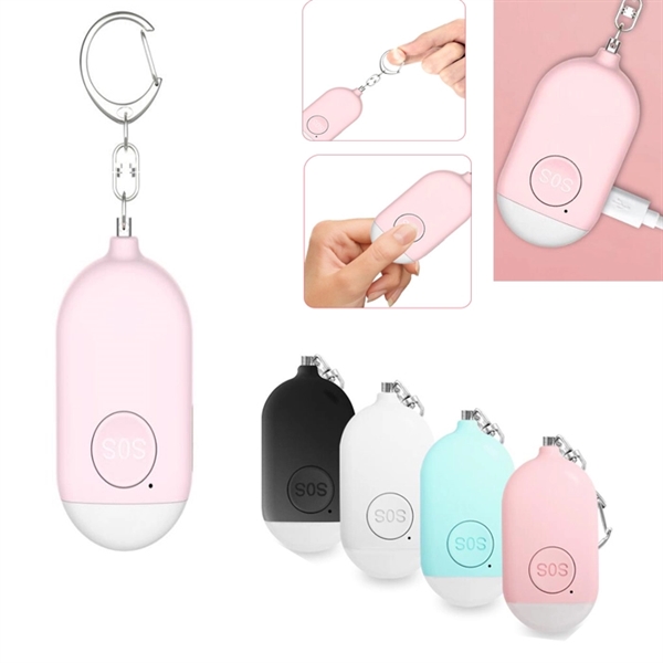 USB Rechargeable Personal Security Alarm Keychain with Light - Image 1