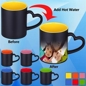 12 Oz. Sublimation Color Changing Coffee Cup w/ Heart Handle