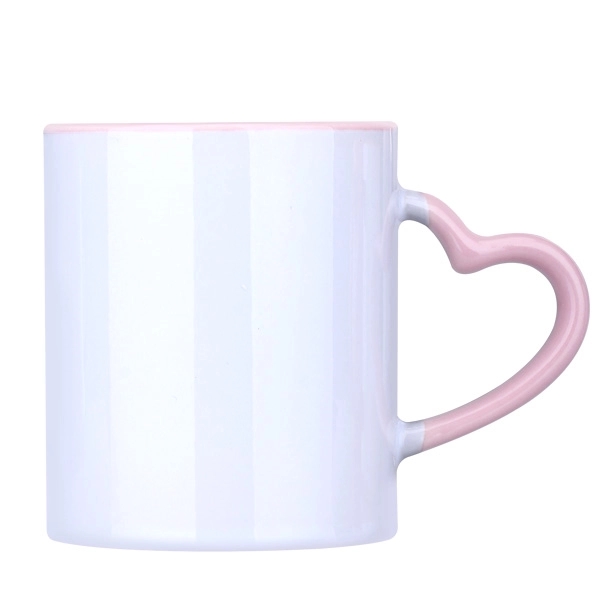 12 Oz. Ceramic Mug Coffee Cup w/ Heart Handle - Image 5