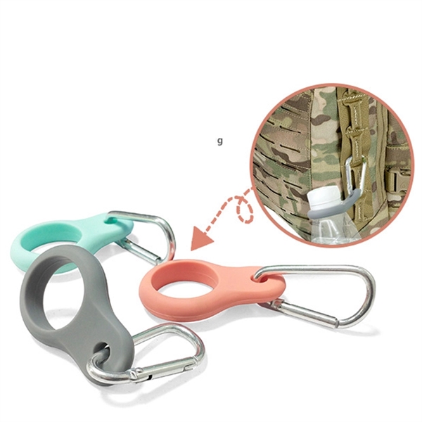 Silicone Water Bottle Carrier with  Carabiner     - Image 2