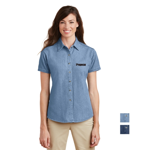 Port & Company® - Ladies Short Sleeve Value Denim Shirt - Image 1