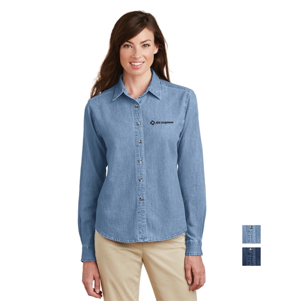 Port & Company® - Ladies Long Sleeve Value Denim Shirt - Image 1