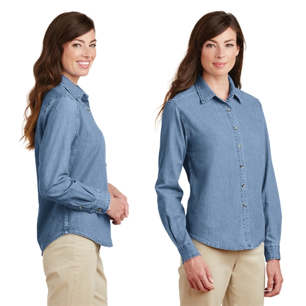 Port & Company® - Ladies Long Sleeve Value Denim Shirt - Image 2