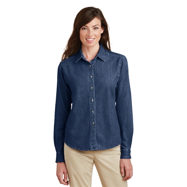 Port & Company® - Ladies Long Sleeve Value Denim Shirt - Image 3
