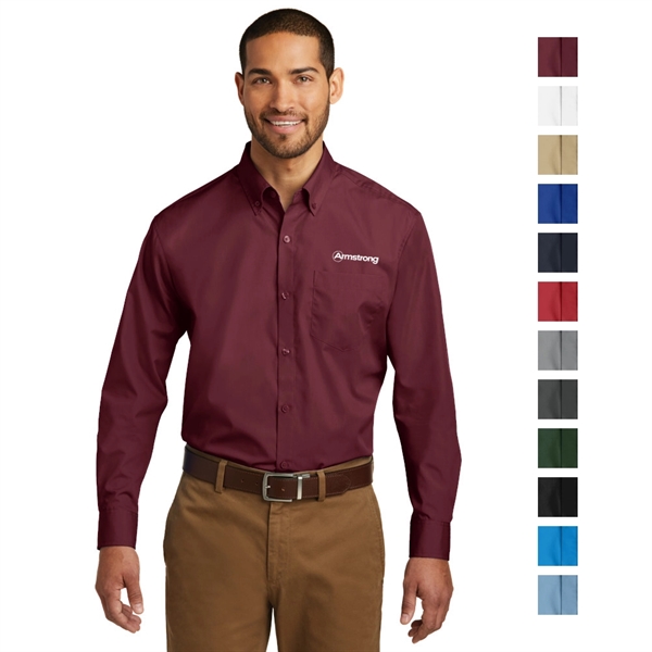 Port Authority® Long Sleeve Carefree Poplin Shirt - Image 1