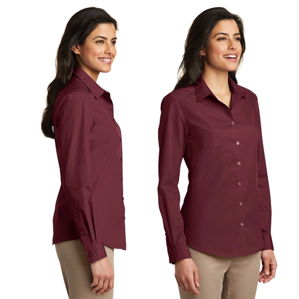 Port Authority® Ladies Long Sleeve Carefree Poplin Shirt - Image 2