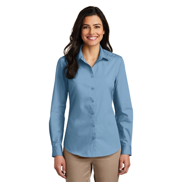 Port Authority® Ladies Long Sleeve Carefree Poplin Shirt - Image 3