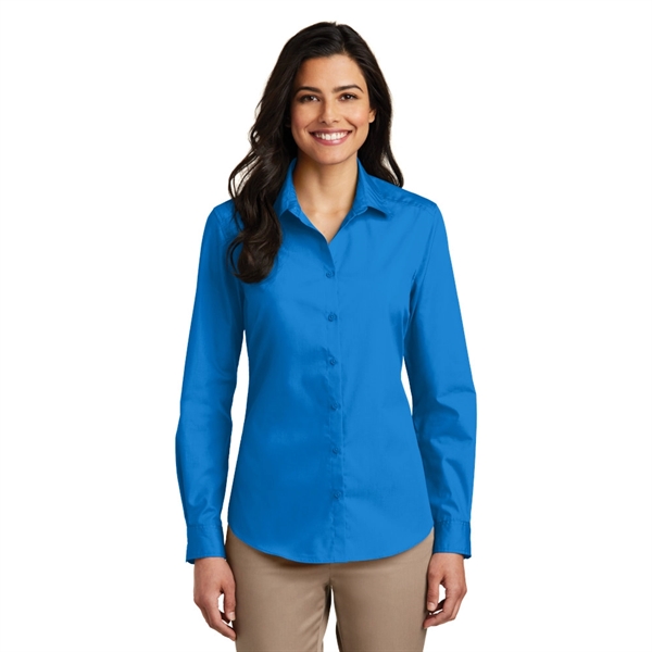 Port Authority® Ladies Long Sleeve Carefree Poplin Shirt - Image 4