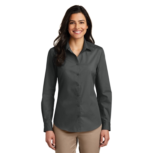 Port Authority® Ladies Long Sleeve Carefree Poplin Shirt - Image 6