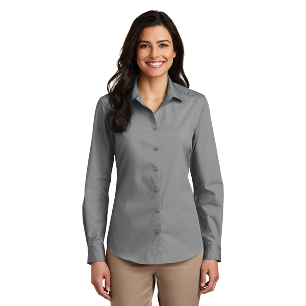 Port Authority® Ladies Long Sleeve Carefree Poplin Shirt - Image 7