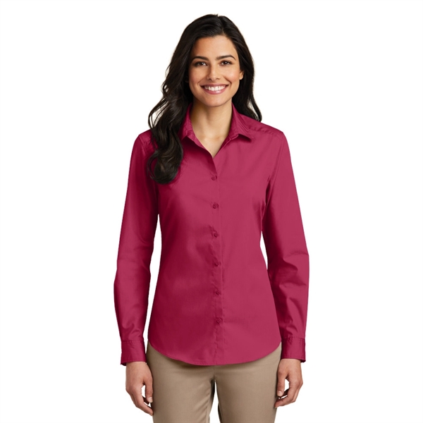 Port Authority® Ladies Long Sleeve Carefree Poplin Shirt - Image 8