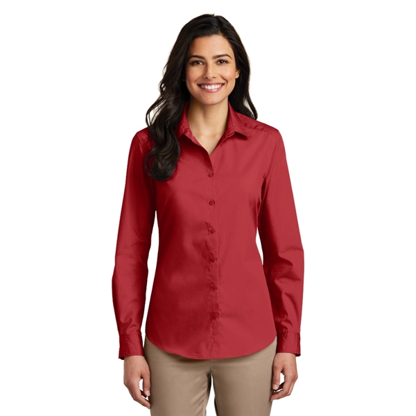 Port Authority® Ladies Long Sleeve Carefree Poplin Shirt - Image 9