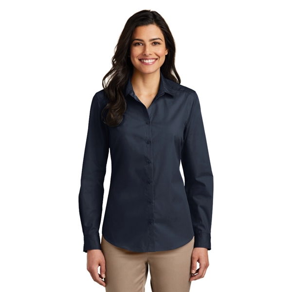 Port Authority® Ladies Long Sleeve Carefree Poplin Shirt - Image 10