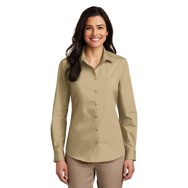 Port Authority® Ladies Long Sleeve Carefree Poplin Shirt - Image 12