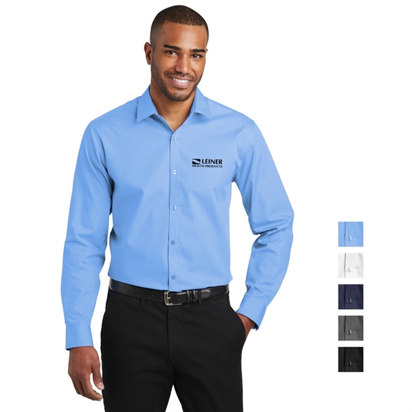 Port Authority® Slim Fit Long Sleeve Carefree Poplin Shirt - Image 1