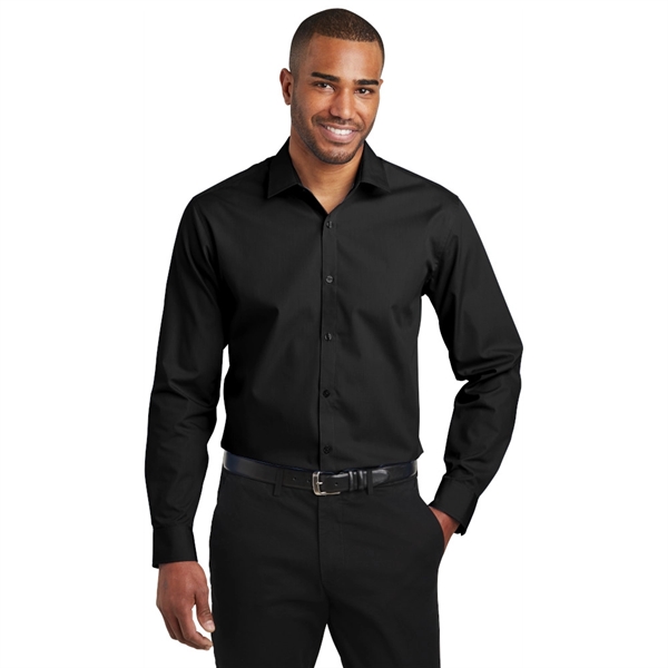 Port Authority® Slim Fit Long Sleeve Carefree Poplin Shirt - Image 2