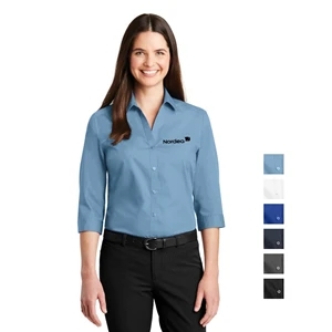 Port Authority® Ladies 3/4-Sleeve Carefree Poplin Shirt