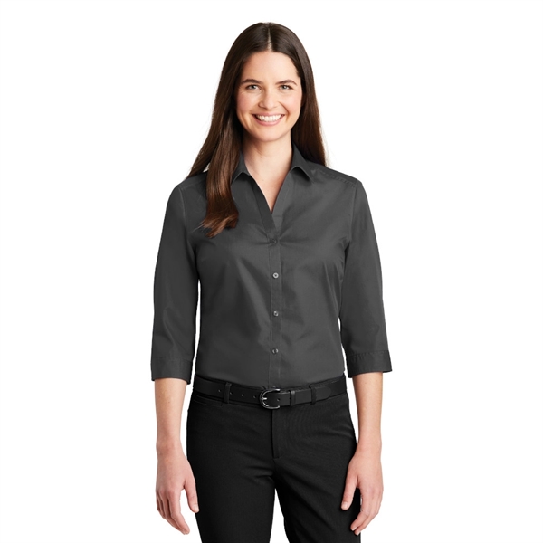Port Authority® Ladies 3/4-Sleeve Carefree Poplin Shirt - Image 4