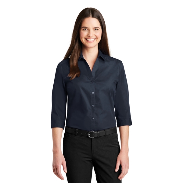 Port Authority® Ladies 3/4-Sleeve Carefree Poplin Shirt - Image 5