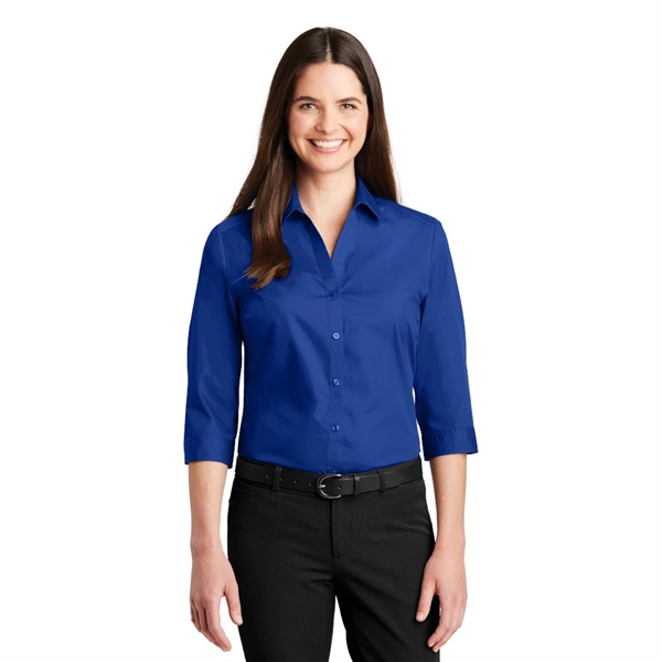 Port Authority® Ladies 3/4-Sleeve Carefree Poplin Shirt - Image 6