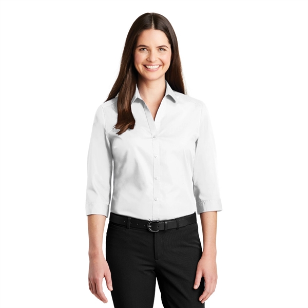 Port Authority® Ladies 3/4-Sleeve Carefree Poplin Shirt - Image 7