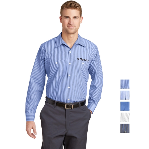 Red Kap® Long Sleeve Striped Industrial Work Shirt - Image 1