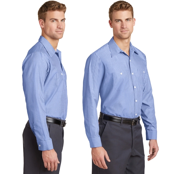 Red Kap® Long Sleeve Striped Industrial Work Shirt - Image 3
