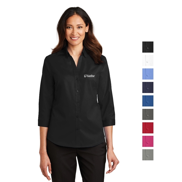 Port Authority® Ladies 3/4-Sleeve SuperPro™ Twill Shirt - Image 1