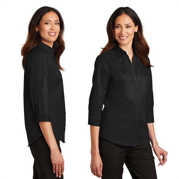 Port Authority® Ladies 3/4-Sleeve SuperPro™ Twill Shirt - Image 2