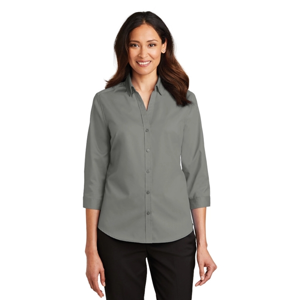 Port Authority® Ladies 3/4-Sleeve SuperPro™ Twill Shirt - Image 3