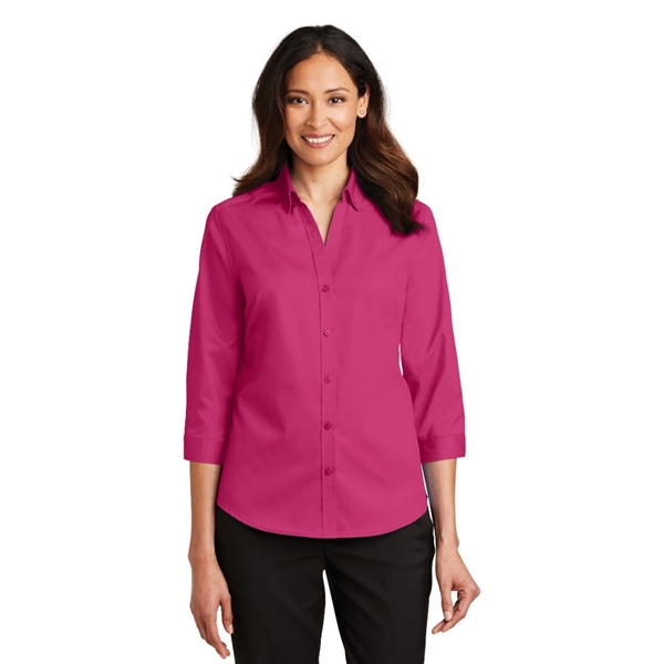 Port Authority® Ladies 3/4-Sleeve SuperPro™ Twill Shirt - Image 4