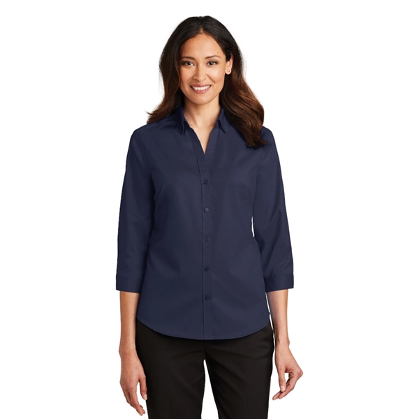 Port Authority® Ladies 3/4-Sleeve SuperPro™ Twill Shirt - Image 8