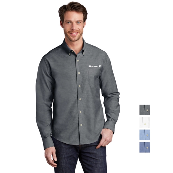 Port Authority® Untucked Fit SuperPro™ Oxford Shirt - Image 1