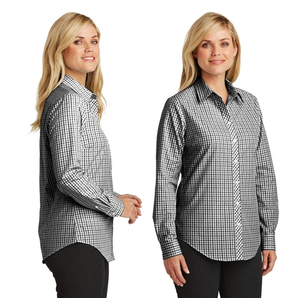 Port Authority® Ladies Long Sleeve Gingham Easy Care Shirt - Image 4