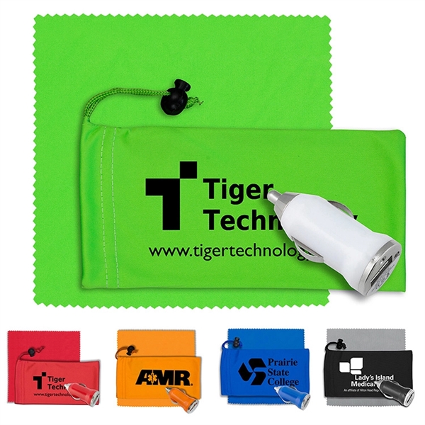 Mobile Tech Auto Accessory Kit in Microfiber Cinch Pouch - Image 1