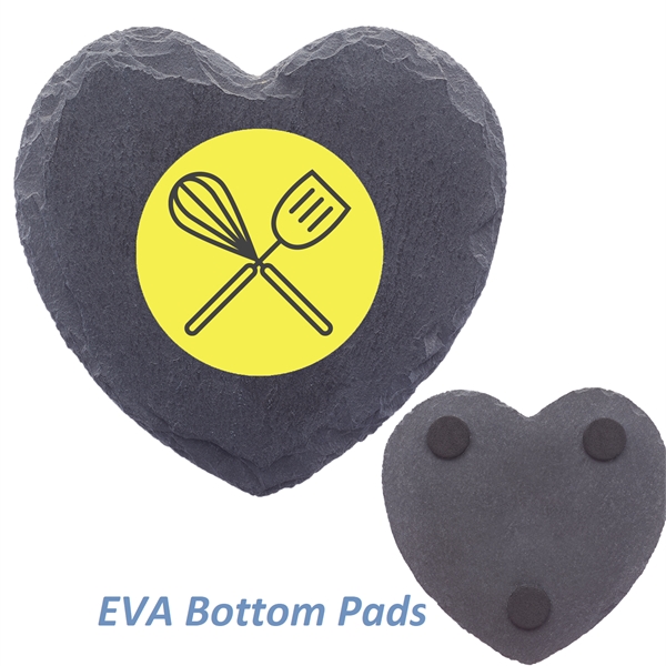 Heart Shaped Slate Coaster w/ Custom Logo & EVA Bottom Pad - Image 1