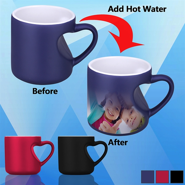 10 Oz. Sublimation Color Changing Coffee Cup w/ Heart Handle - Image 1
