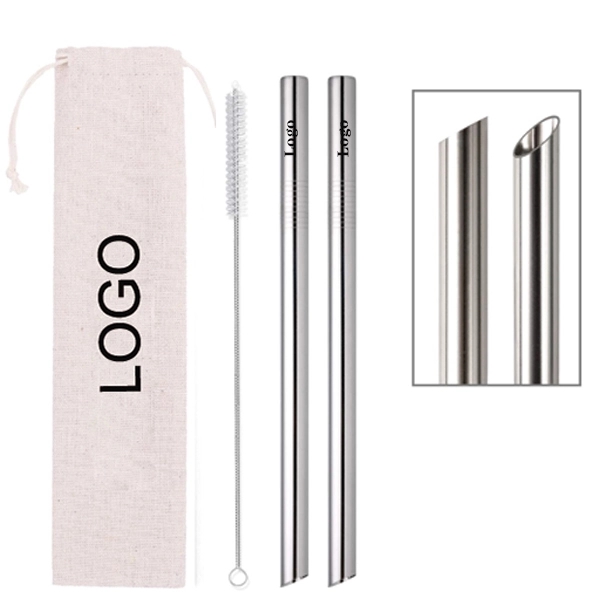 2 Pcs Angled Tips Stainless steel Straw