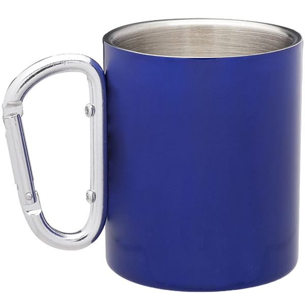 10 oz Stainless Steel Coffee Mugs w/ Custom Logo & Carabiner - Image 2