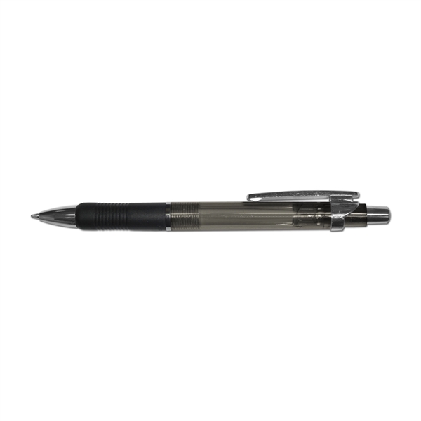 Retractable Gel Pen Black Rubber Grip & Silver Clip - Image 2