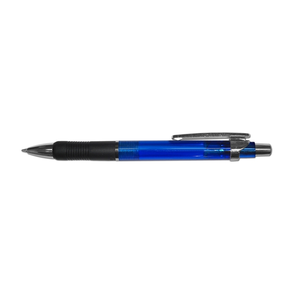 Retractable Gel Pen Black Rubber Grip & Silver Clip - Image 3