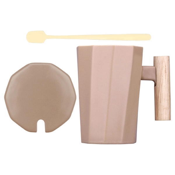 12 Oz. Ceramic Coffee Cup w/ Spoon and Cover - Image 4