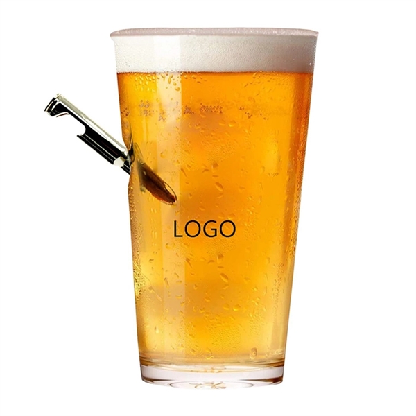 16 Oz Bullet Bottle Opener Beer Glass  - Image 1